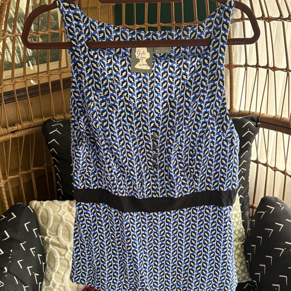 Vintage Anthropologie Girls of Savoy Bird Print Sleeveless Top